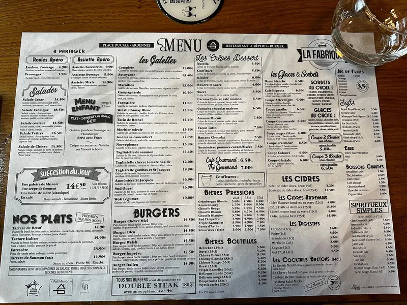 menu 0 of La Fabrique