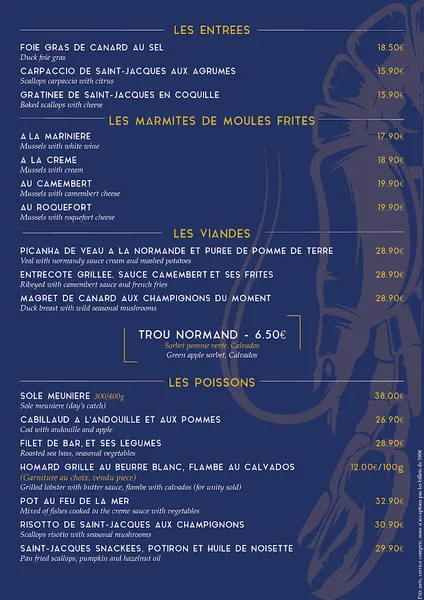 menu 0 of L'ÉCAILLER