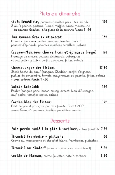 menu 0 of Les Fils à Maman Rennes