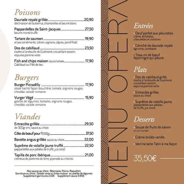 menu 1 of Le Piccadilly Rennes