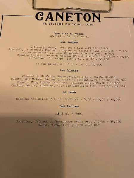 menu 0 of Caneton