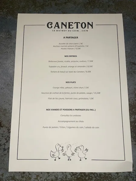 menu 1 of Caneton