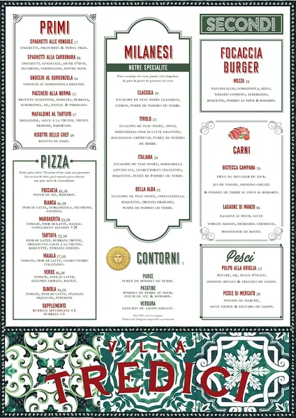 menu 0 of Villa Tredici