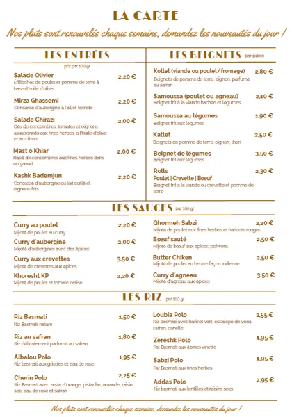 menu 1 of Chez Tini