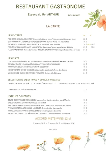 menu 0 of Restaurant Le Lancelot