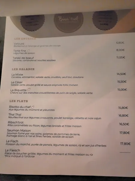 menu 0 of LE BISCH'TROT