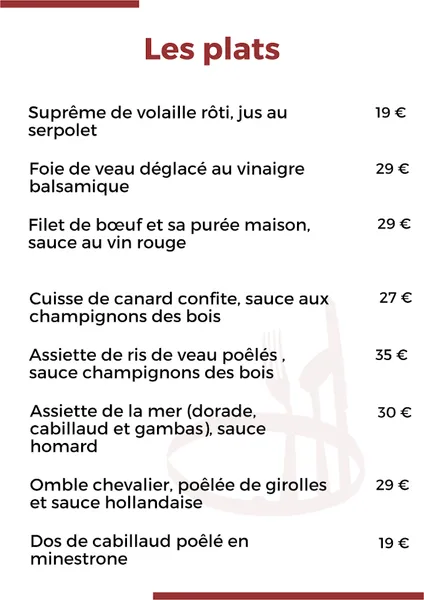 menu 0 of La Table de Guy