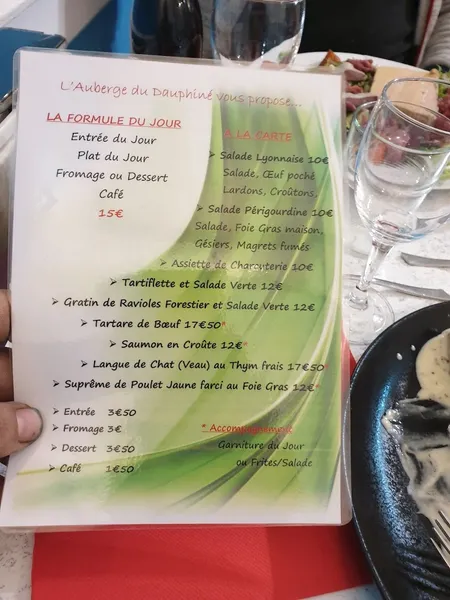 menu 0 of Auberge du Dauphiné