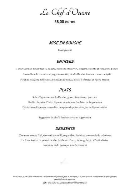 menu 0 of Restaurant Les Nymphéas · Chasse-sur-Rhône
