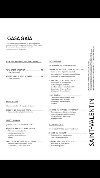 menu 0 of CASA GAÏA