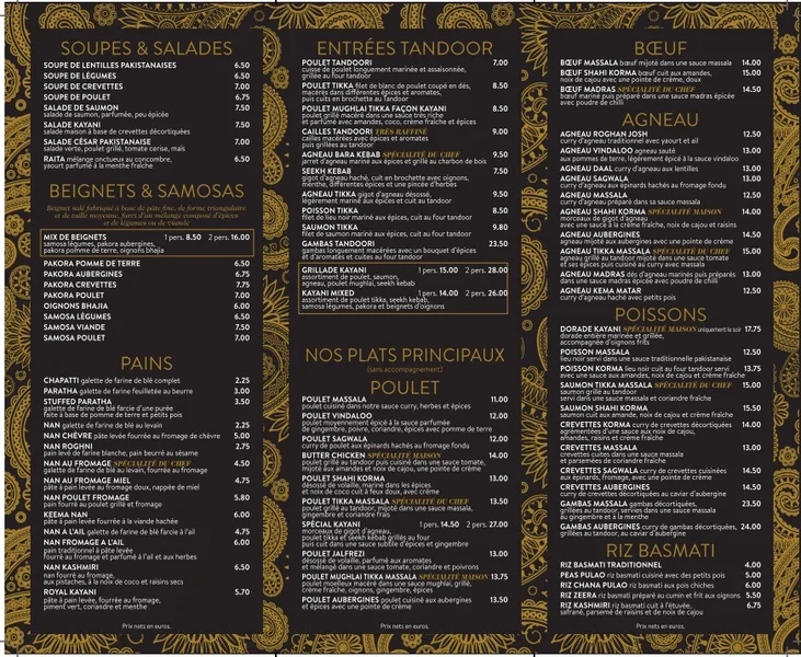 menu 0 of Restaurant Kayani