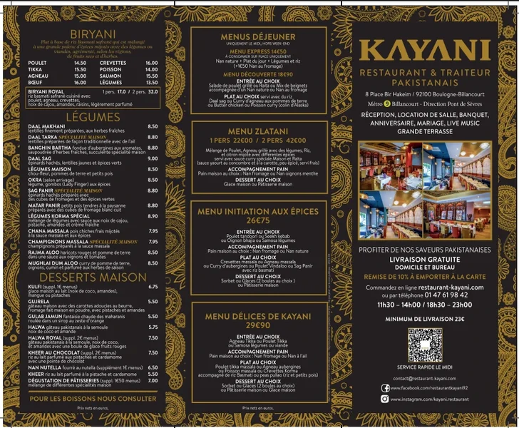 menu 1 of Restaurant Kayani