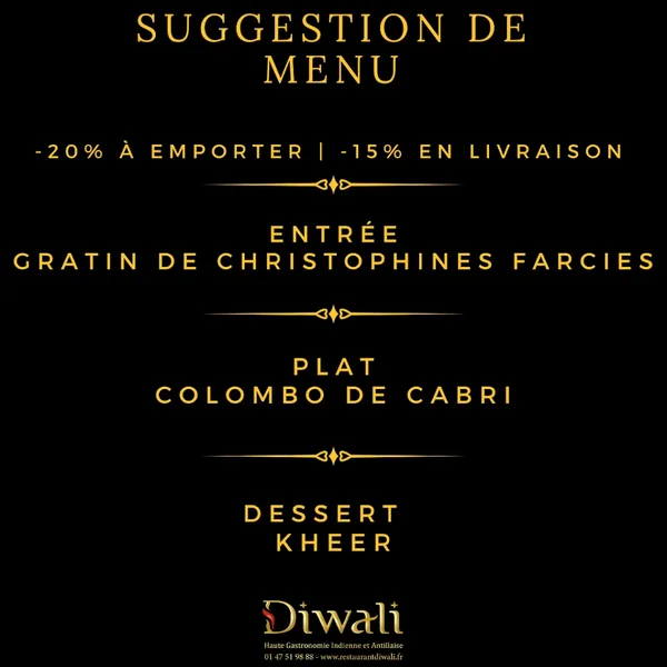 menu 0 of Restaurant Diwali