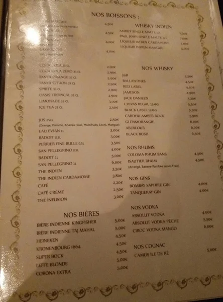 menu 0 of Le Ganesha