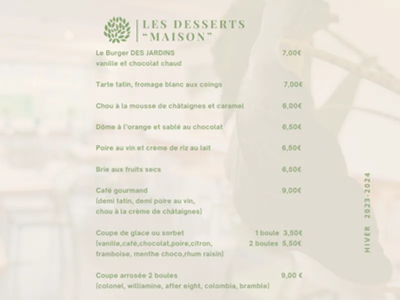menu 1 of Les Jardins de la Cépière - Restaurant Terrasse