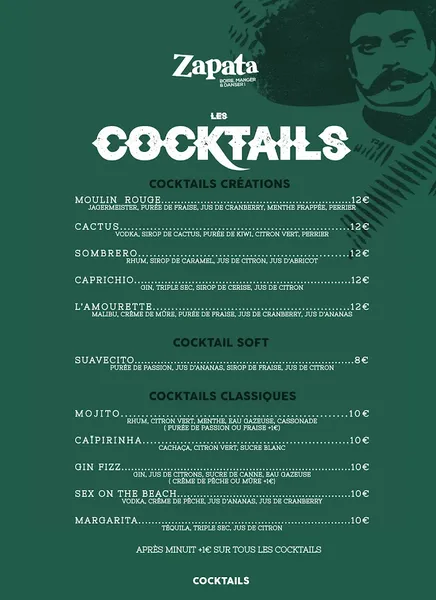 menu 2 of ZAPATA TOULOUSE