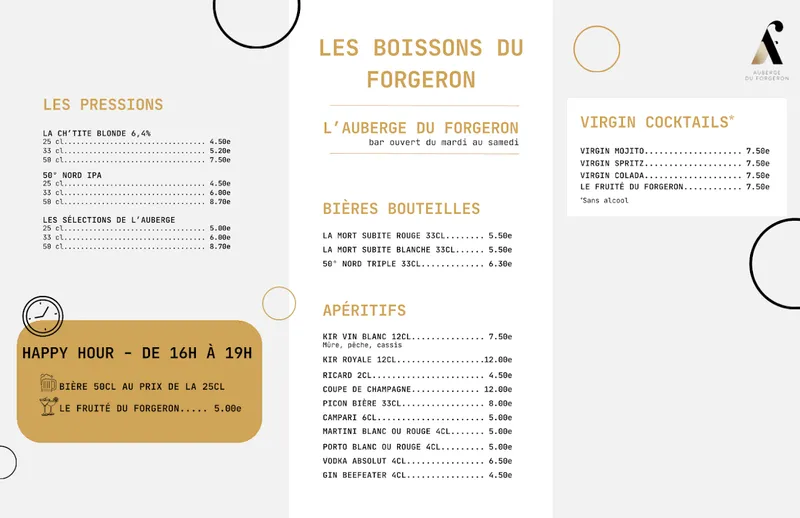 menu 0 of Auberge Du Forgeron - Restaurant gastronomique