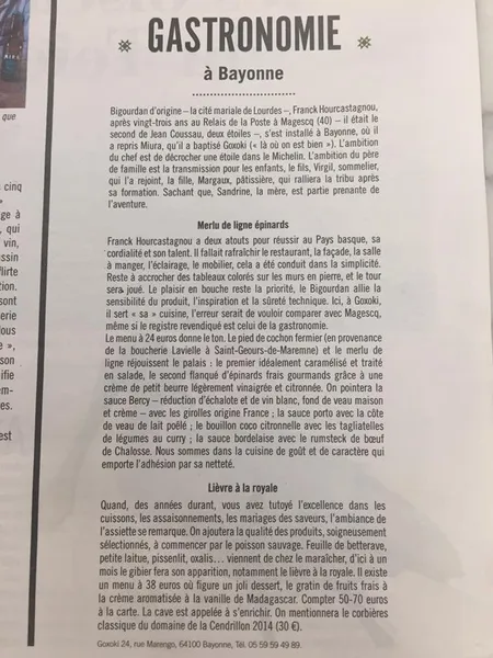 menu 0 of Restaurant GOXOKI