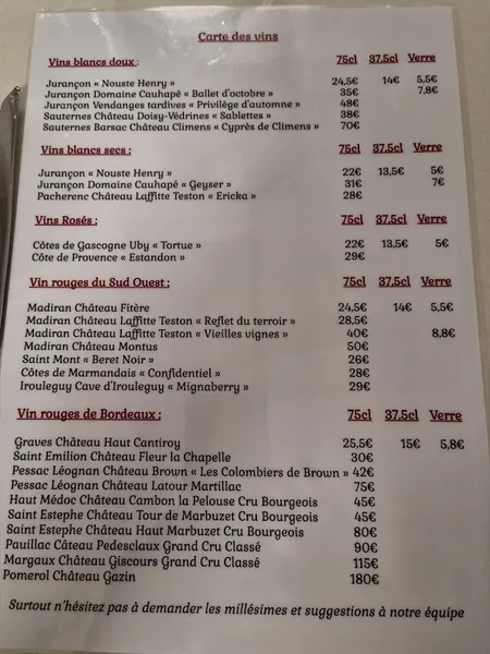 menu 0 of Le Canard Royal