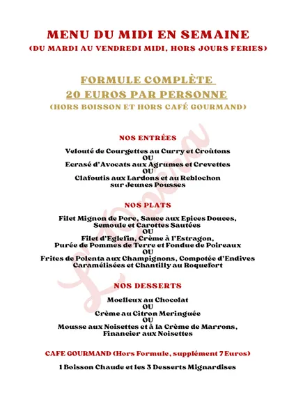 menu 0 of L'Opéra