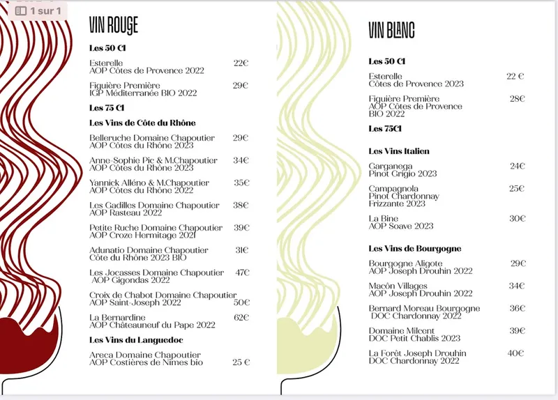 menu 1 of Pasta é Vino