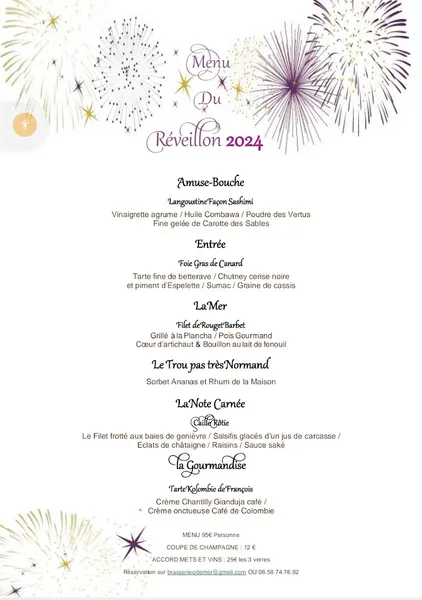 menu 1 of Brasserie O' de Mer