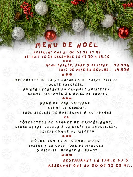 menu 0 of La Table du 6