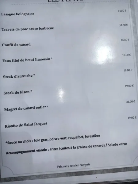 menu 0 of Restaurant du Port d'Enveaux