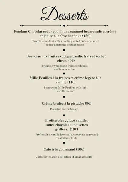 menu 1 of Babette Massy