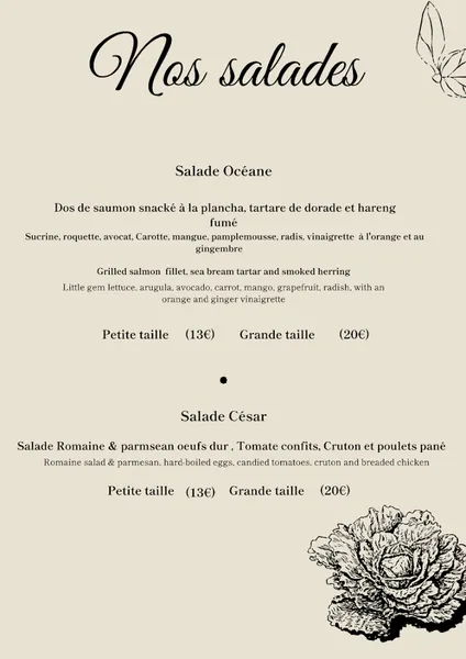 menu 2 of Babette Massy