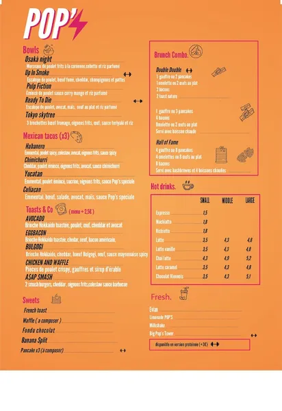 menu 0 of Pop’s - Restaurant Brunch Arpajon