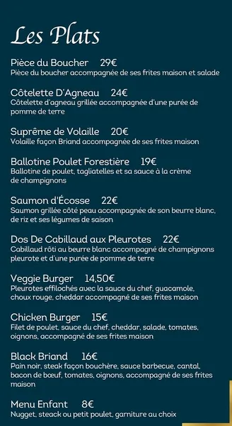 menu 0 of Le Briand