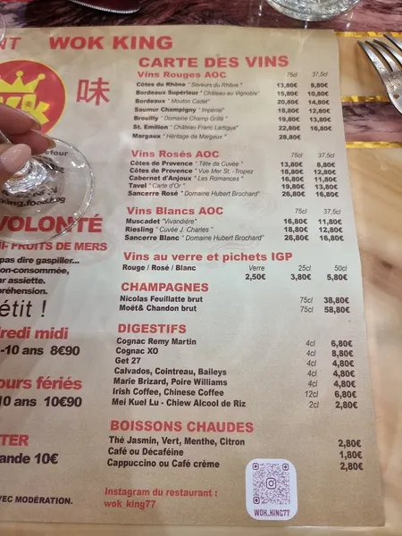 menu 0 of WOK KING
