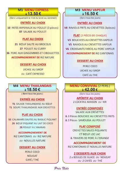 menu 0 of New Saveurs d'Asie