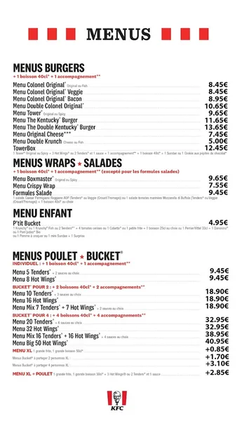 menu 0 of KFC Mulhouse Porte Jeune