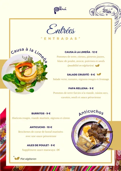 menu 1 of Restaurant El Perú Mulhouse