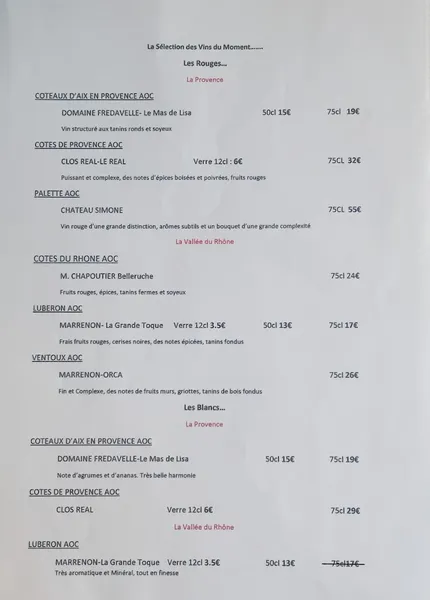 menu 0 of Restaurant La Cour du Théâtre