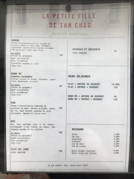 menu 0 of La petite fille de Tan Chau - Bistrot Asiatique