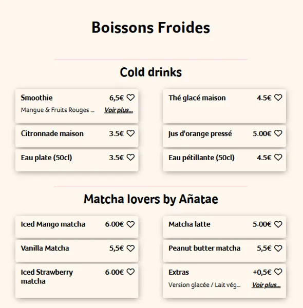 menu 0 of Yours Café