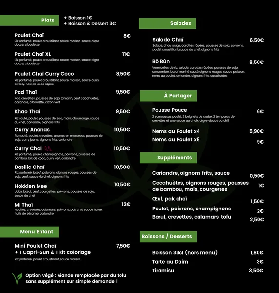 menu 0 of Chô Chaï Villeurbanne - Thaï Street Food