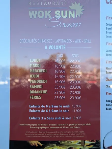 menu 0 of WOK SUN SEVRAN