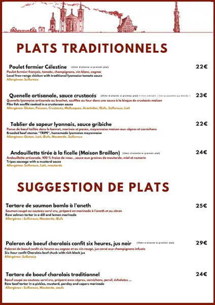 menu 0 of Auberge des canuts - Bouchon Lyonnais