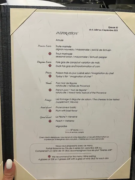 menu 1 of La Sommeliere