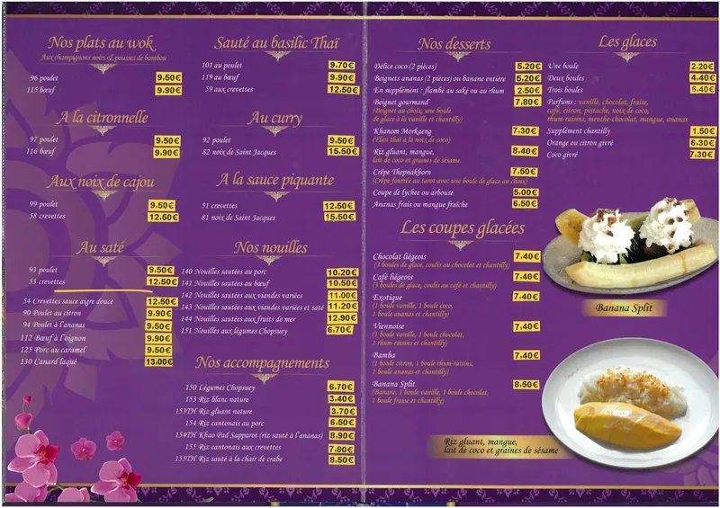 menu 1 of Thai Thepnakhorn - Vienne Impérial