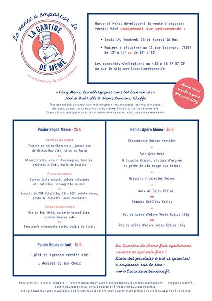 menu 2 of La Cantine de Mémé