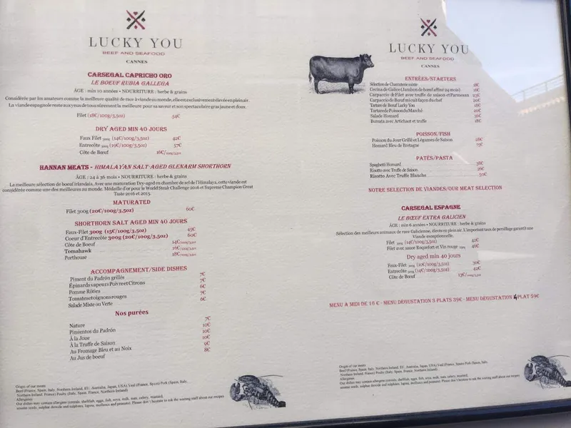 menu 0 of Lucky You Beef & Seafood