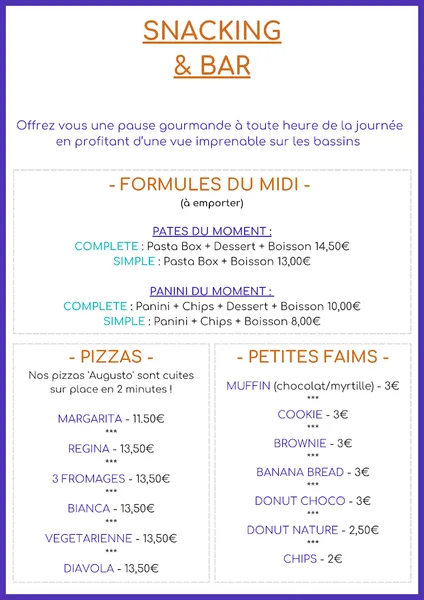 menu 1 of Le Resto - UCPA Aqua Stadium Mérignac