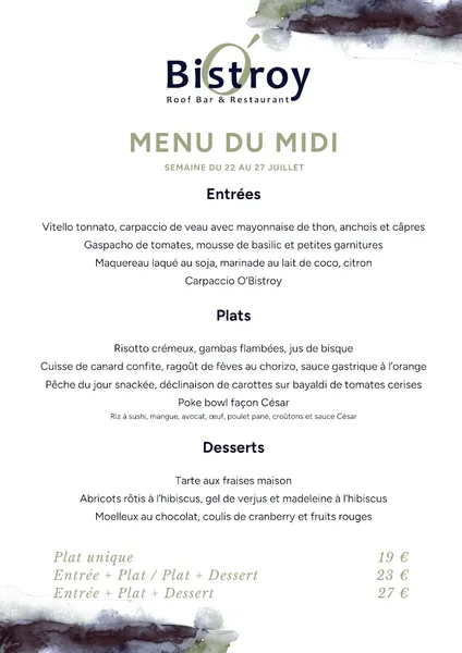 menu 0 of O'Bistroy