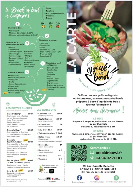 menu 1 of Break’in Bowl La Seyne