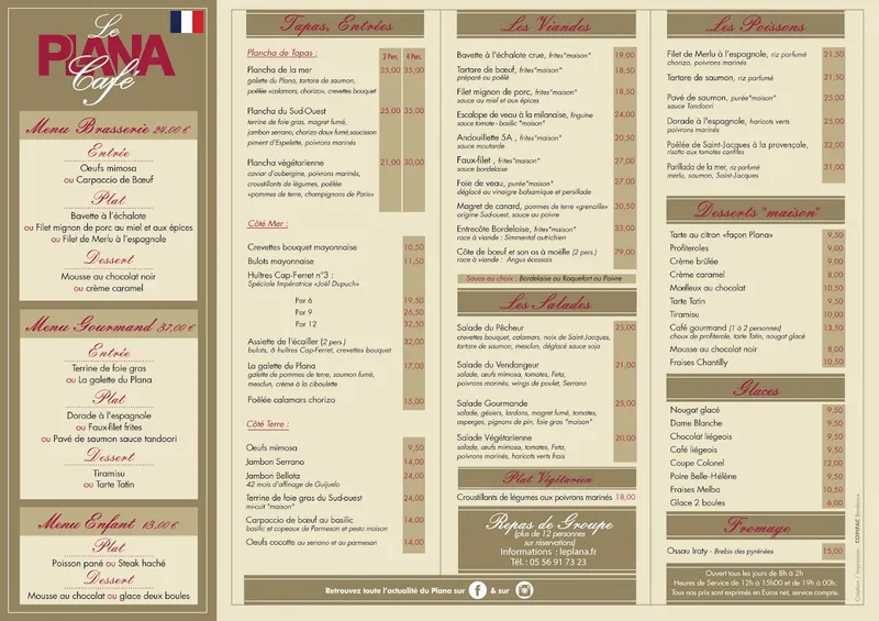 menu 0 of Restaurant Le Plana